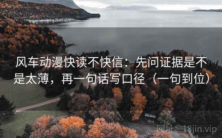 风车动漫快读不快信:先问证据是不是太薄,再一句话写口径(一句到位)