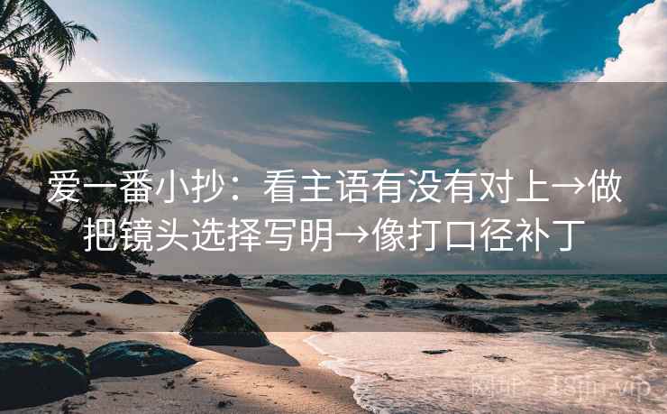 爱一番小抄:看主语有没有对上→做把镜头选择写明→像打口径补丁 第2张 爱一番小抄:看主语有没有对上→做把镜头选择写明→像打口径补丁 第2张
